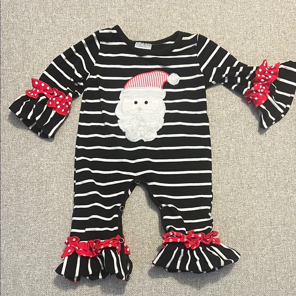Striped Christmas Santa Baby Romper